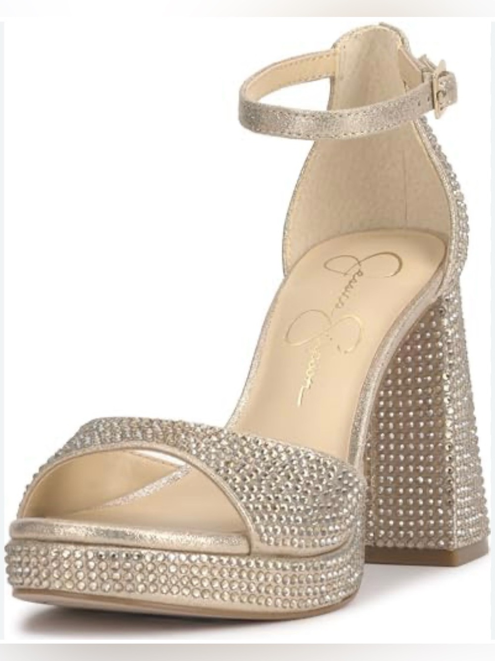 Jessica Simpson Gold Platform Ankle-Strap Sandal - new no tags/ box flaw
